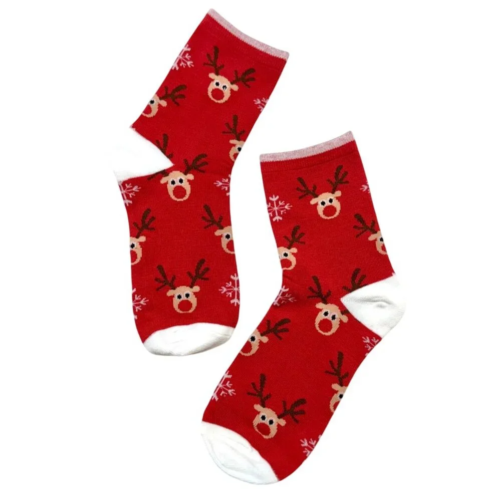Christmas Holiday Womens Socks One Size 5 Pair Festive Winter Bundle Cozy Set